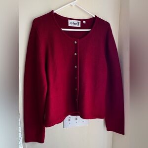 Stunning Red trachten Dirndl jacket xl 46 16 cotton Tracht holiday sweater